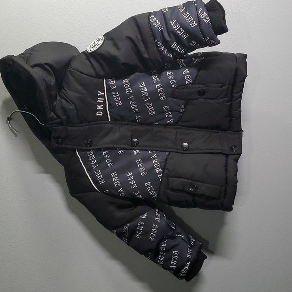 DKNY jacket boys 18T 18 months toddler black white puffer new york - Picture 1 of 15